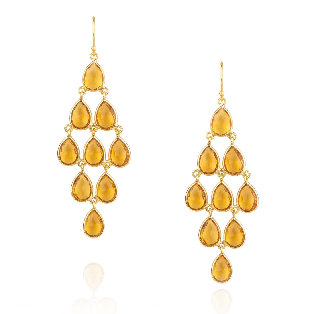Erviola Gemstone Cascade Earrings in gold citrine on display
