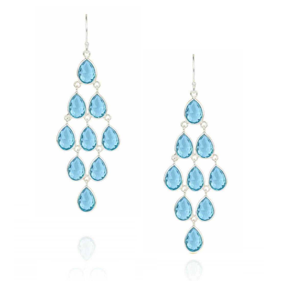 Erviola Gemstone Cascade Earrings in Silver and Blue Topaz