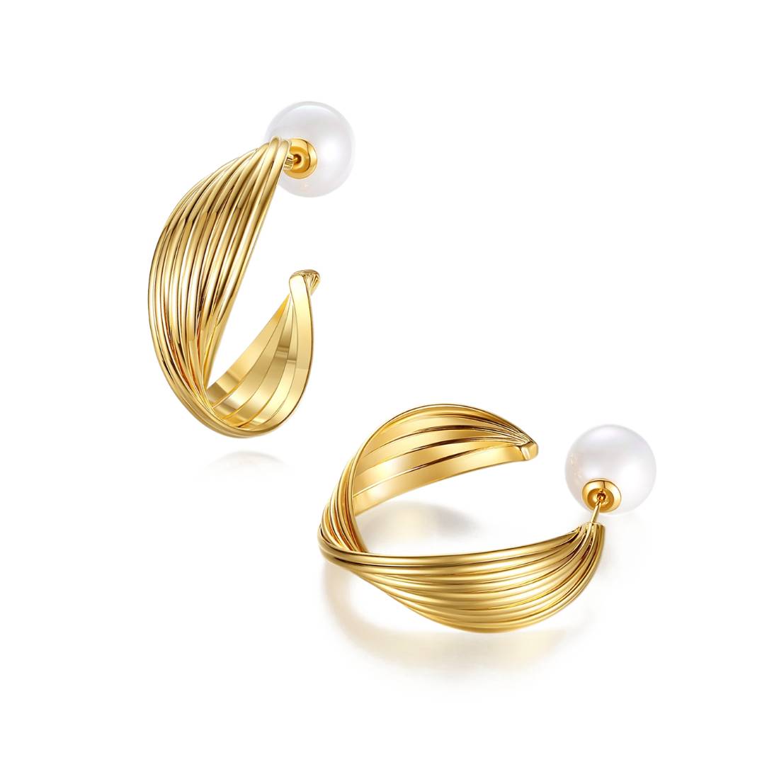 Gold Wave Hoop Earrings