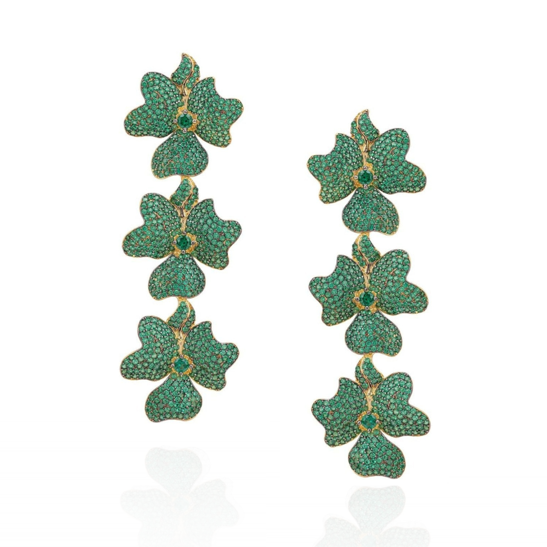 Jasmine Flower Emeral Green Drop Earrings