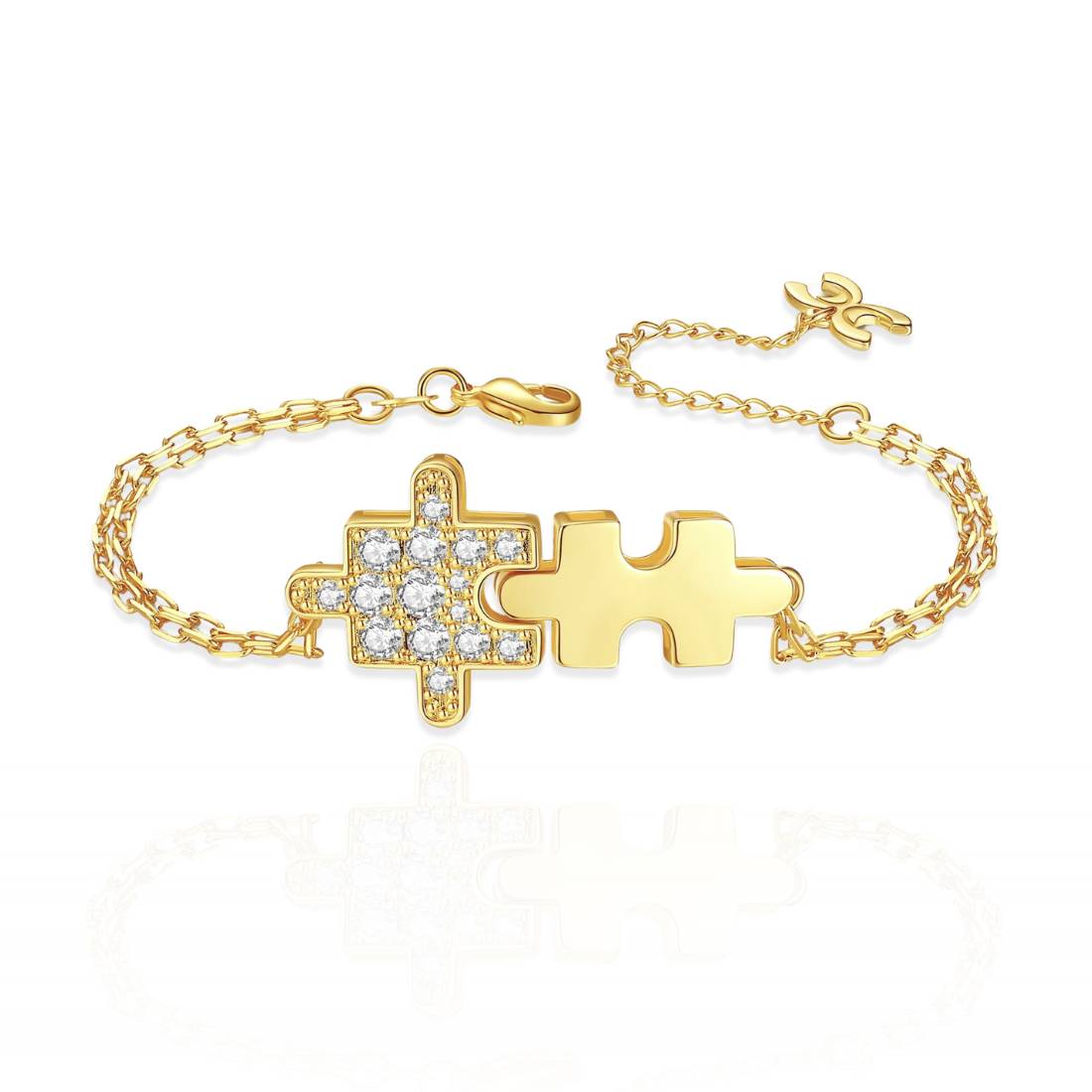 Jigsaw Puzzle Zirconia Bracelet in gold