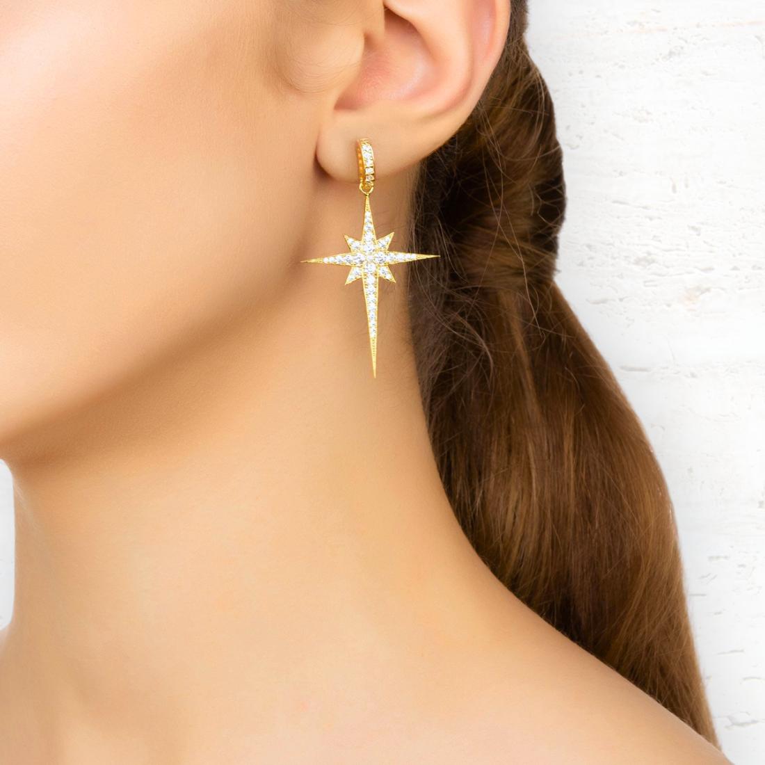 North Starburst large drop earrings in gold