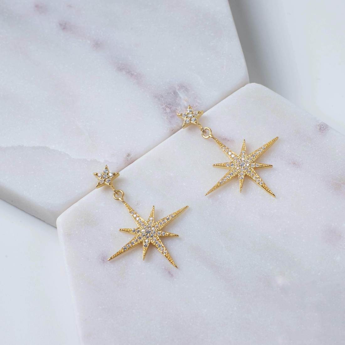 Petite Star shops burst Drop Earrings Gold