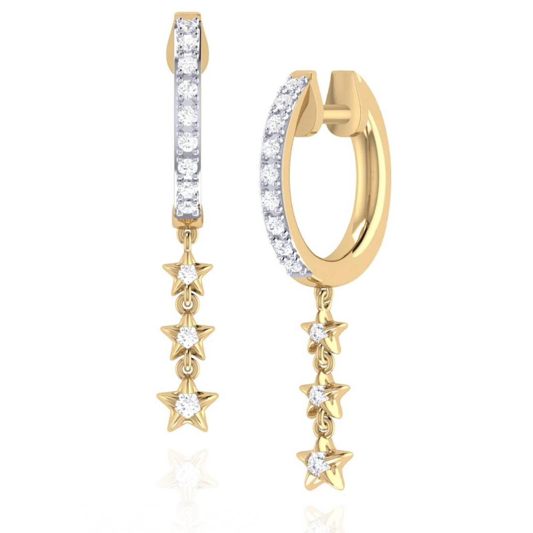 Star Trio Lane Diamond Hoop Earrings in gold vermeil