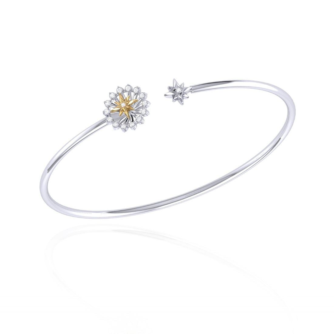 Starburst Adjustable Diamond Two-Tone Cuff in 14K Yellow Gold on display