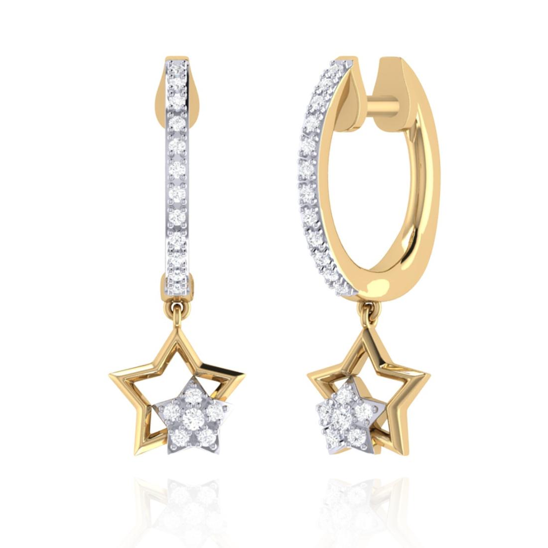 Diamond Hoop Earrings with dangling star charm