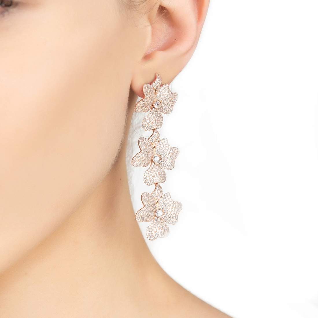 Jasmine Flower Silver Drop Earrings