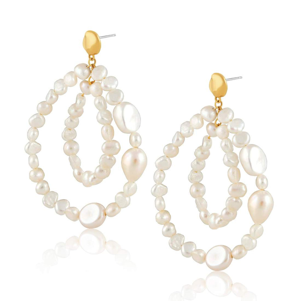 ピアス Monday Edition _ Golden Wave Teardrop Pearl Earrings DROP EARRINGS - MONDAY EDITION