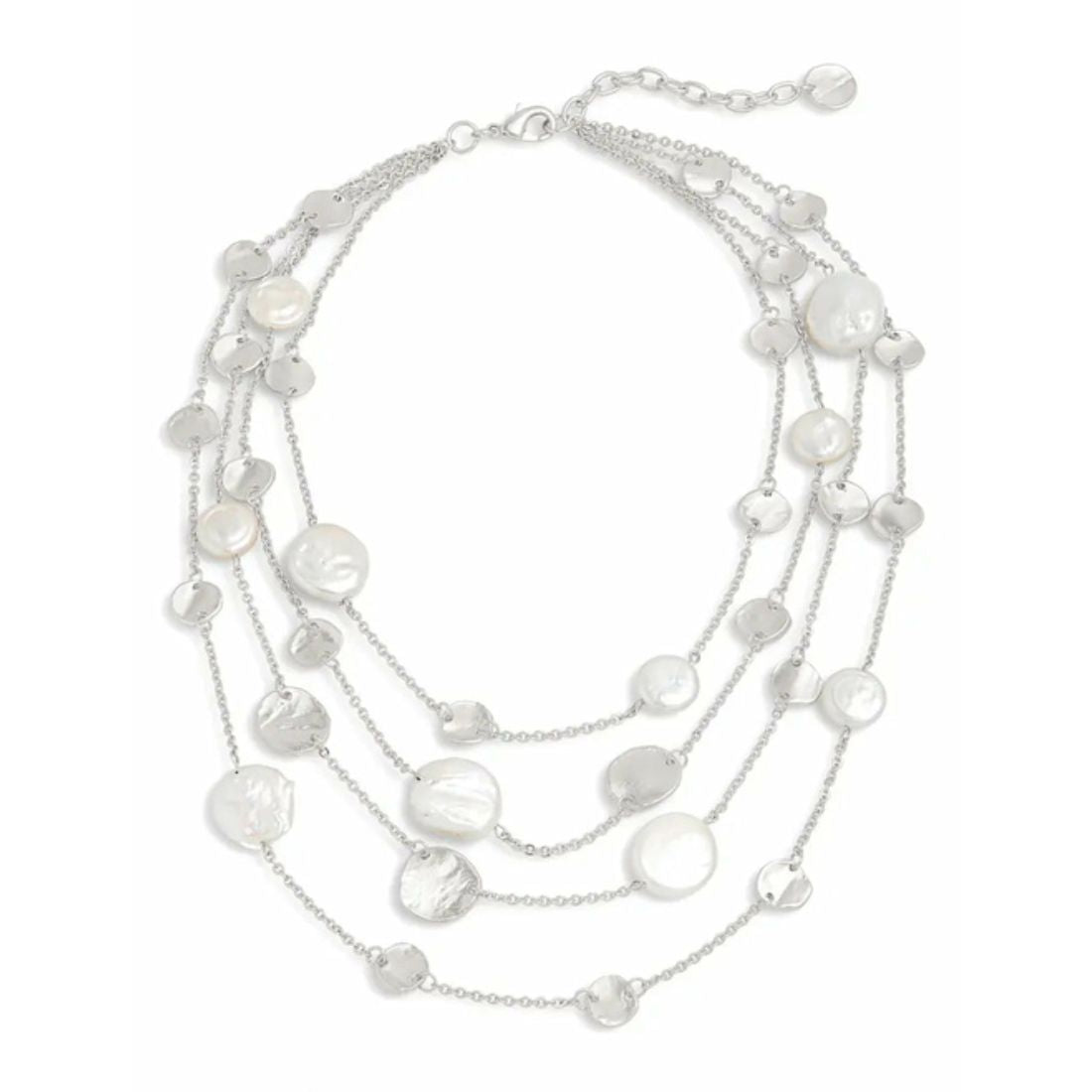Elsa Flat Pearls Necklace (White Gold) – Yatra