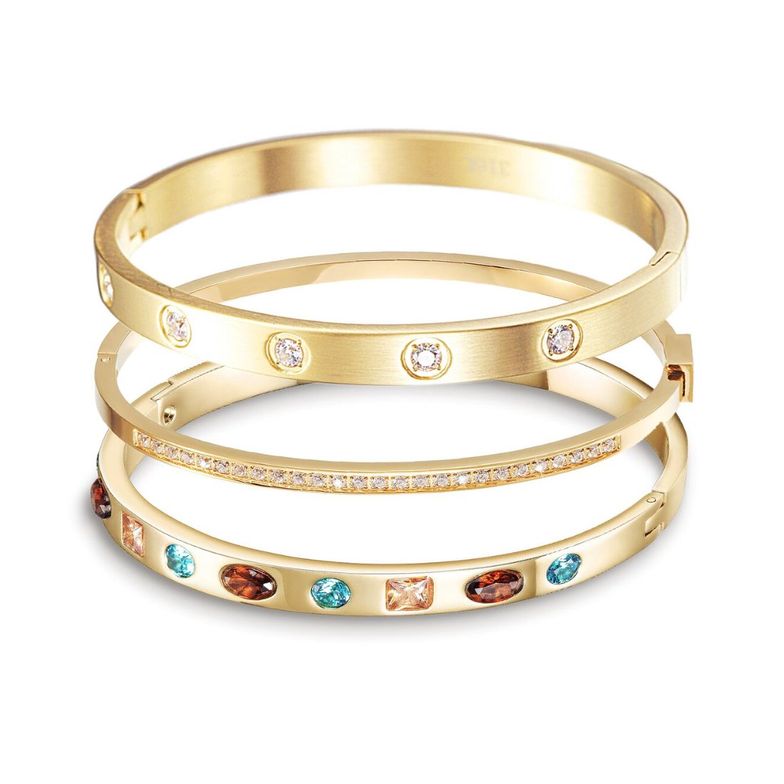 Golden Jeweled Bangle Set on display
