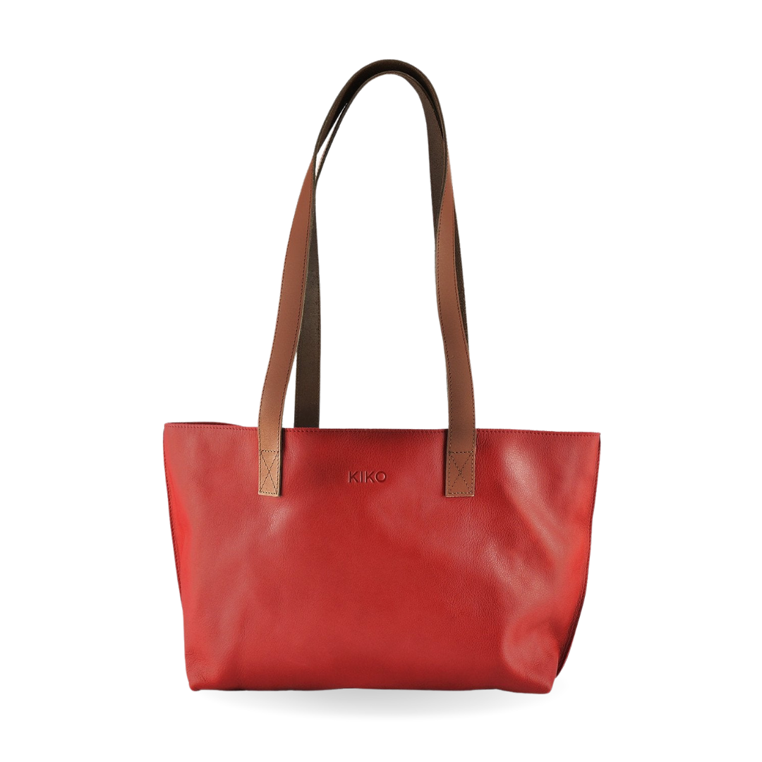 Red leather tote