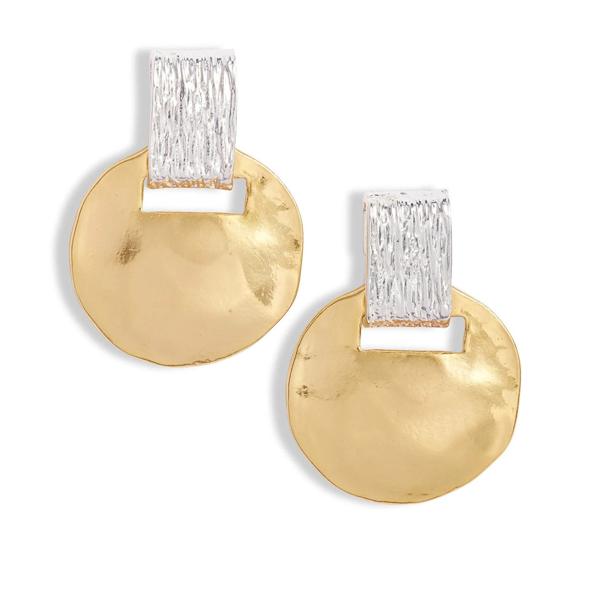Mixed Metal Hammered Gold Earrings