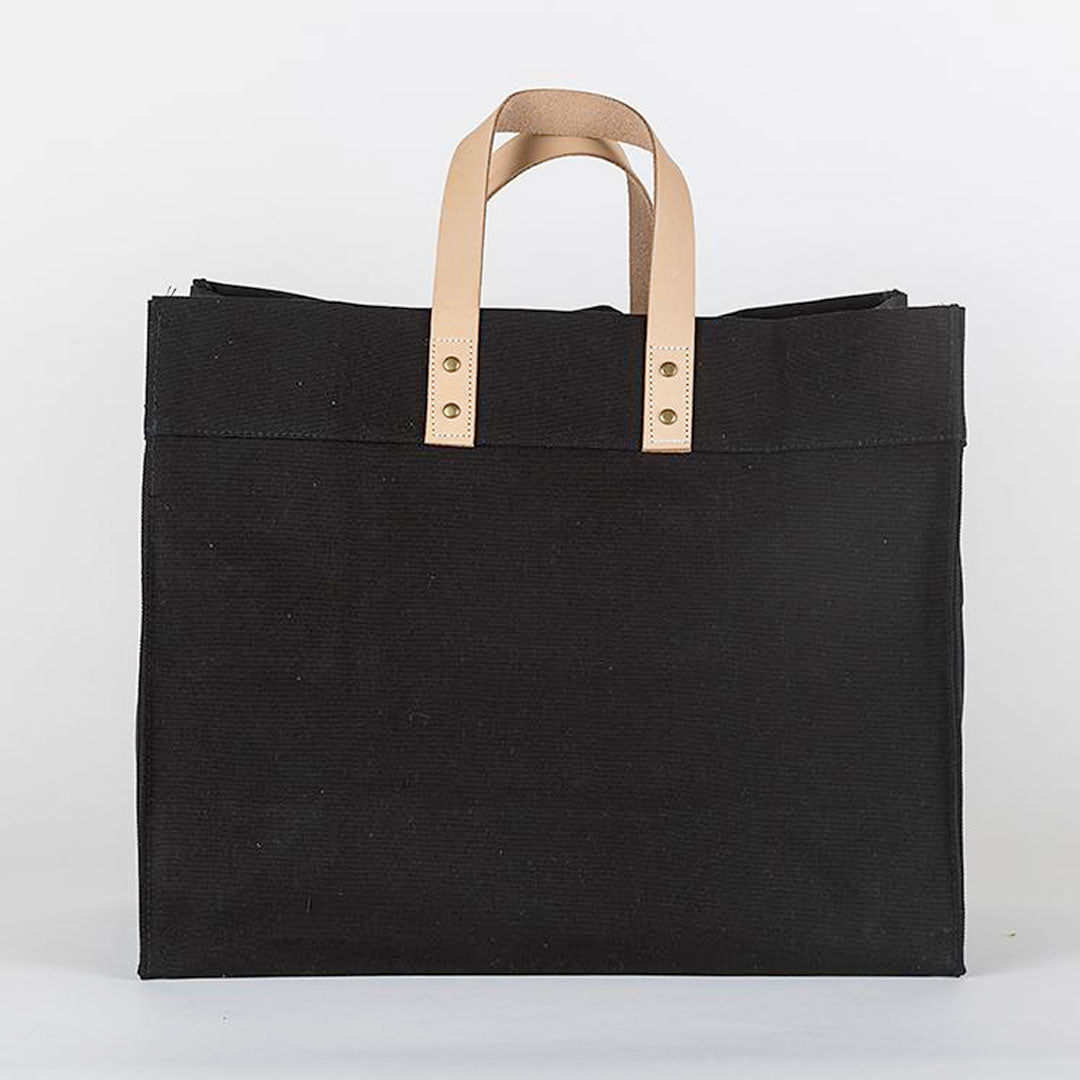 Black faux leather boxy best sale tote bag